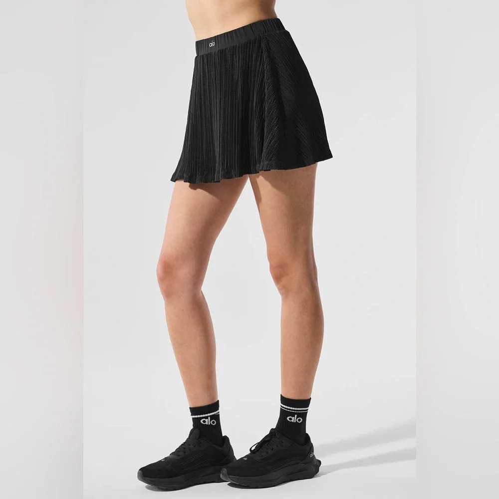 NWT ✨ Alo Yoga Micro Plisse Tennis Skirt Black Size‎ X-Small